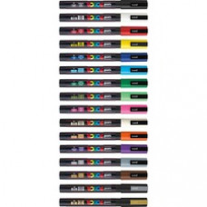 uni® Posca PC-3M Paint Markers - Fine Marker Point - Multicolor Water Based, Pigment-based Ink - 16 / Pack